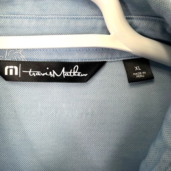 Travis Mathew Men’s Palm Tree Parrot Polo Shirt XL Blue Print Golf Casual Sporty - Picture 2 of 10